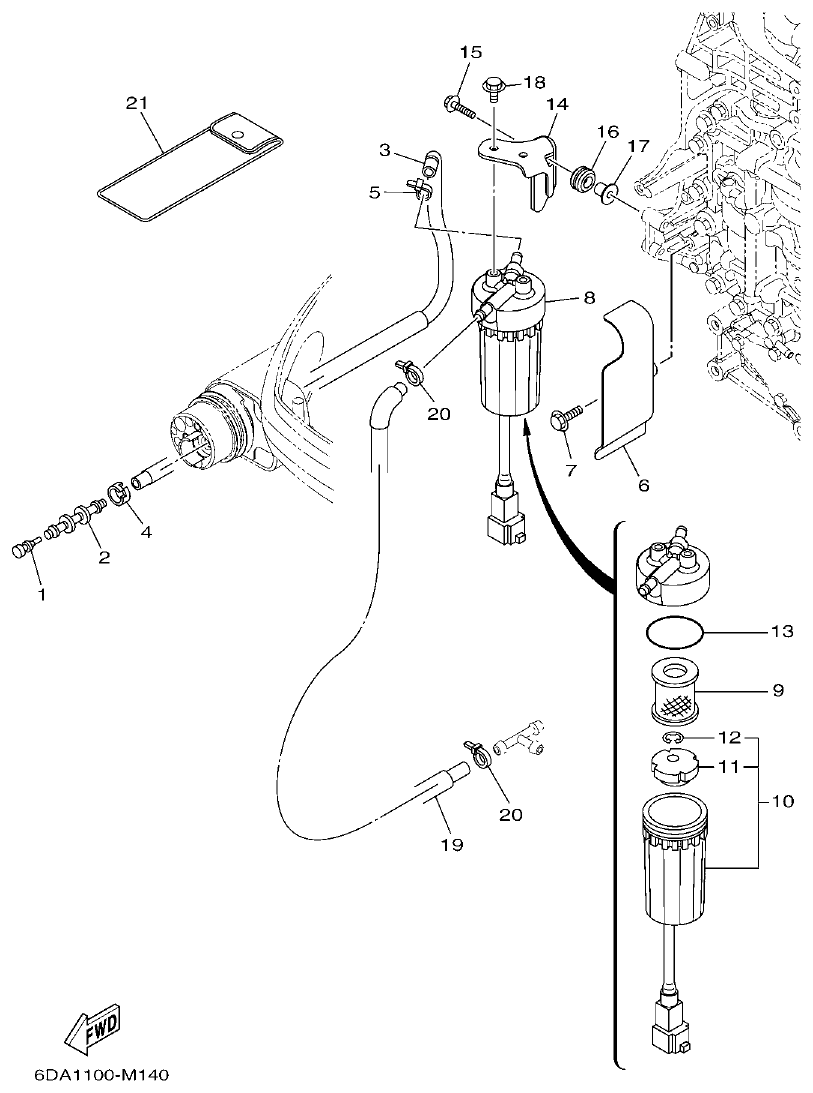 Yamaha 20 FUEL 1 parts diagram